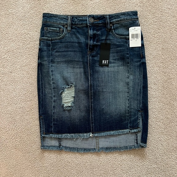 Kut From The Cloth Connie High Low Hem Denim Skirt - Color Blue Size 2 - Picture 5 of 11
